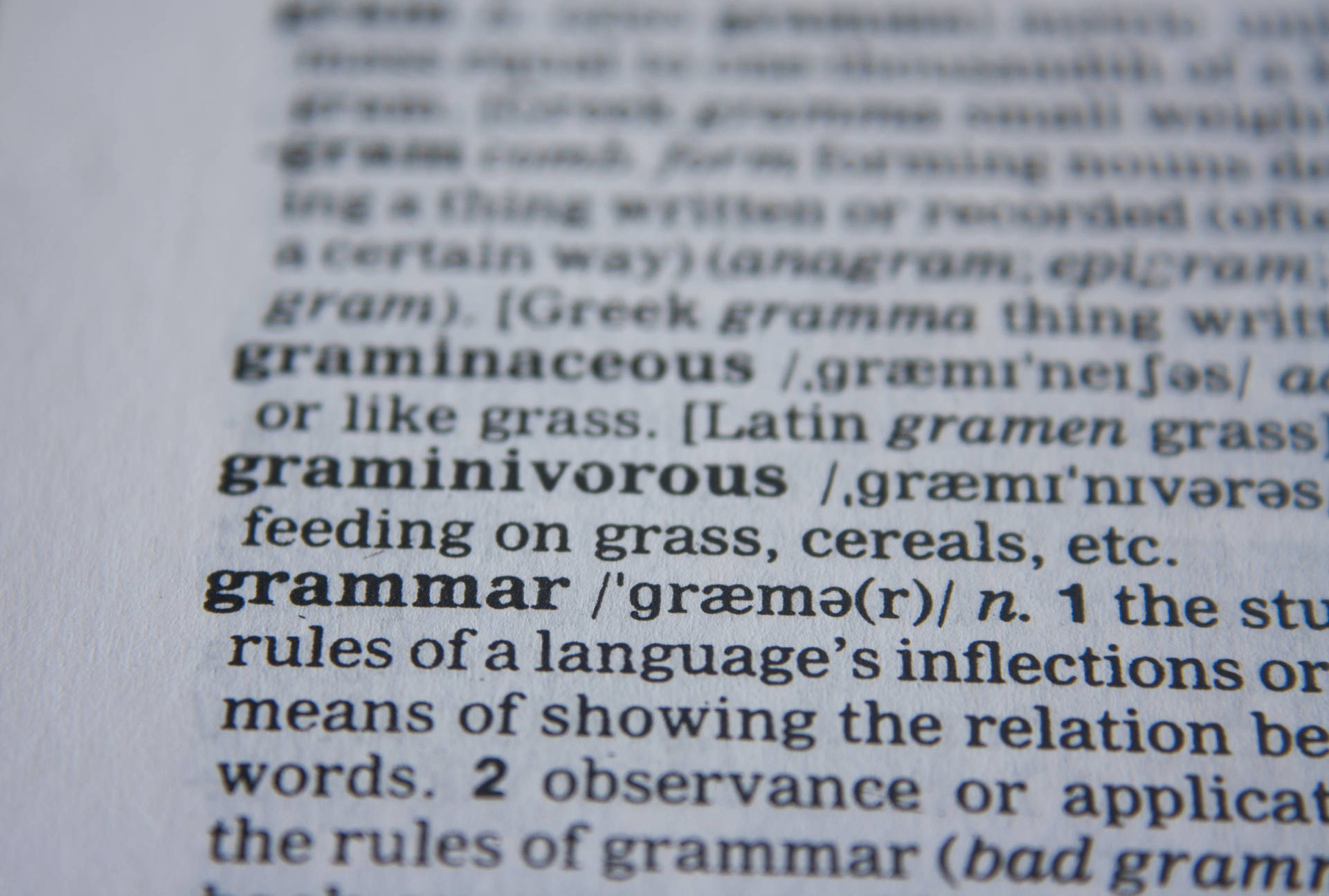 Grammar Meaning In Dictionary Background