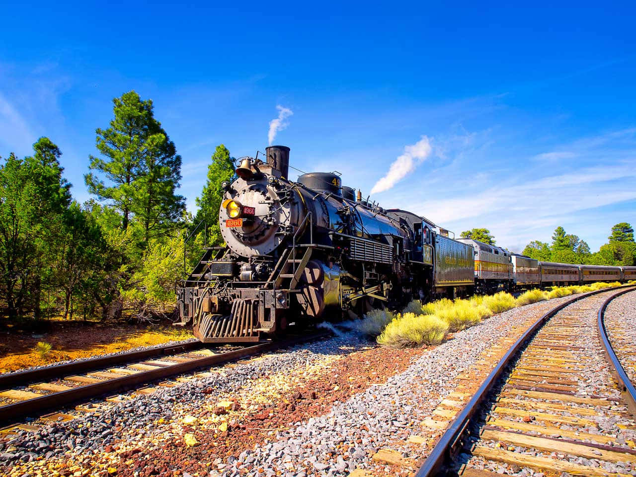 Grand Canyon Railway Steam Train Departure Background