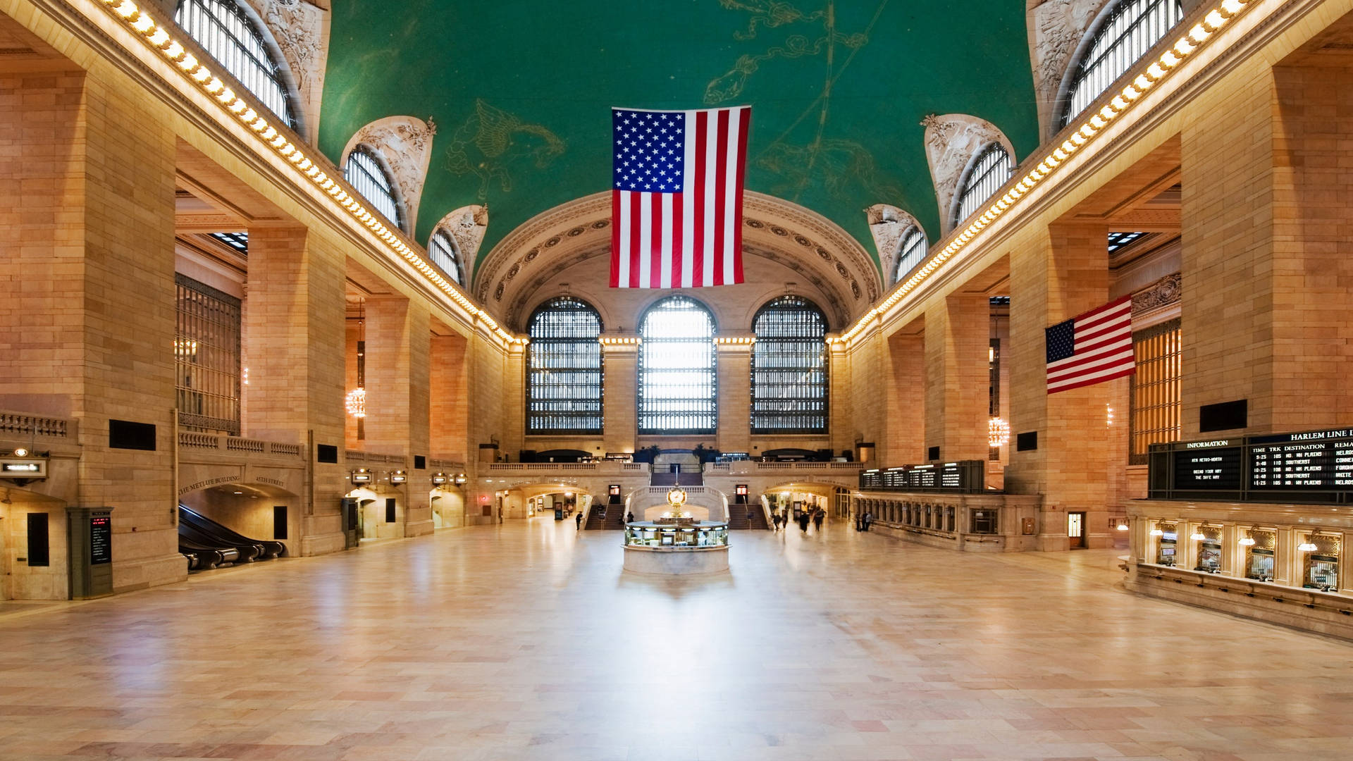 Grand Central Station Hanging American Flag