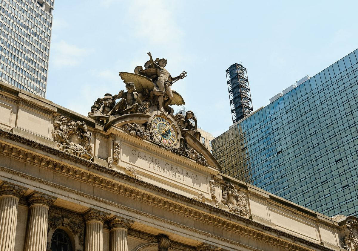 Grand Central Station Outside Clock Background