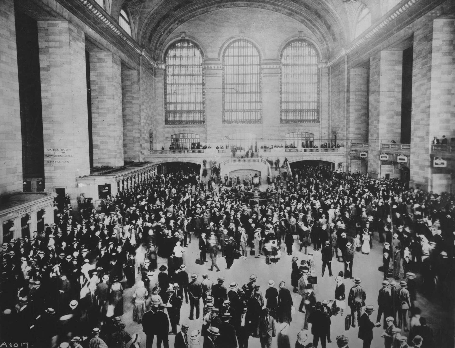 Grand Central Station Vintage Grayscale Background