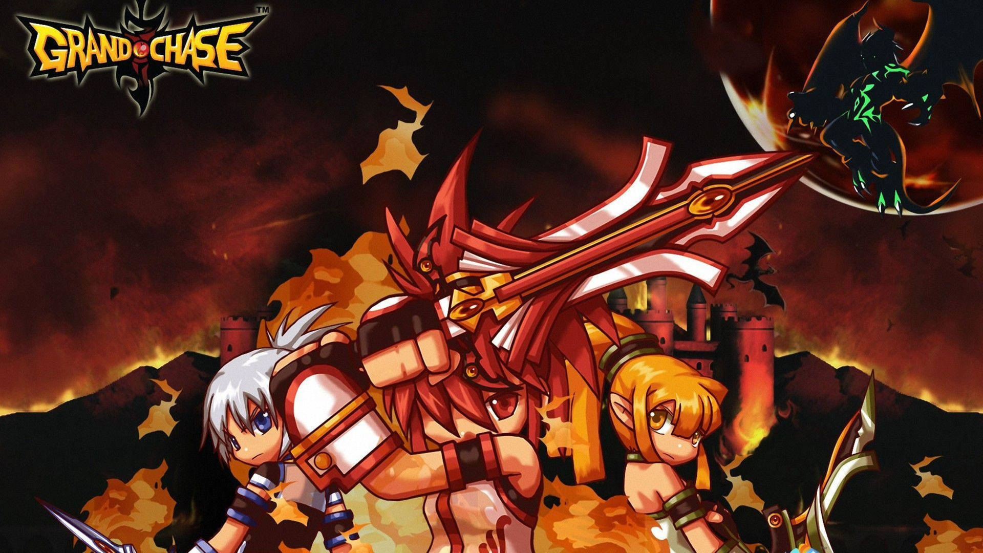 Grand Chase Castle Battle Fire Background
