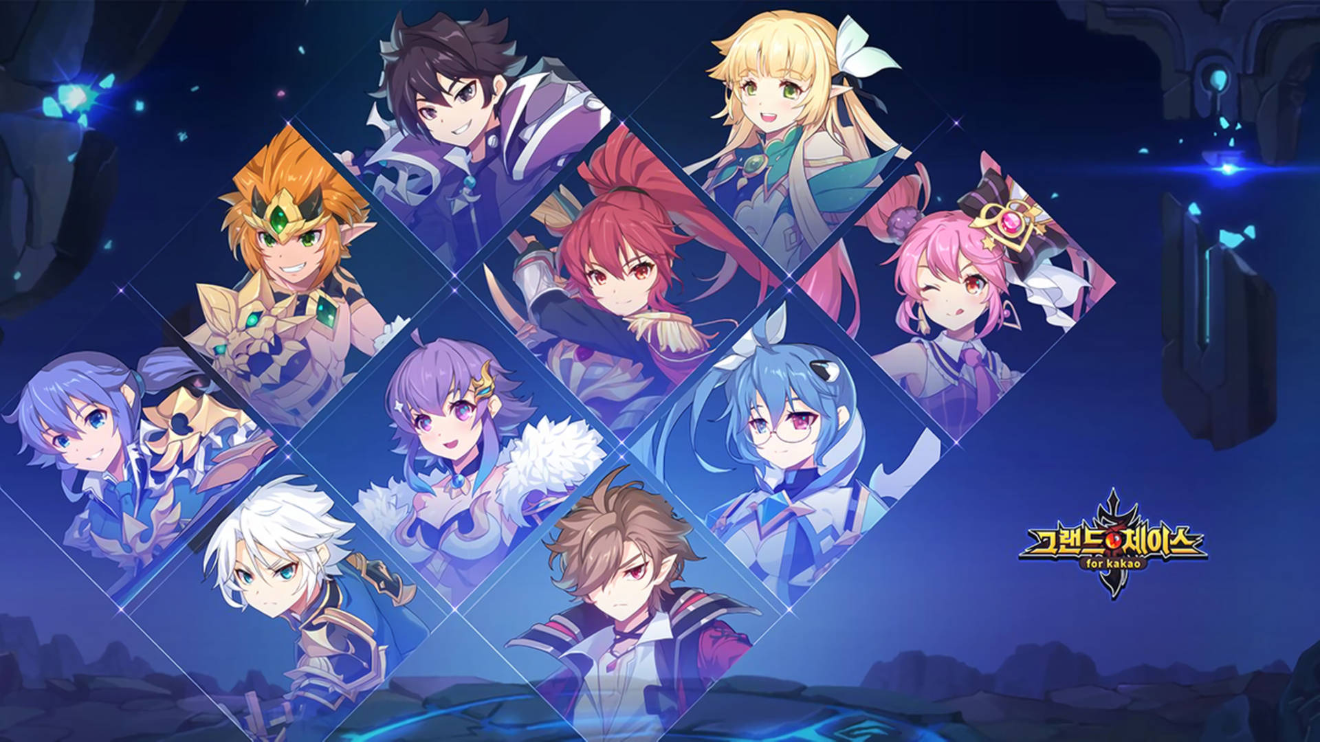 Grand Chase Characters Diamond Tiles Background