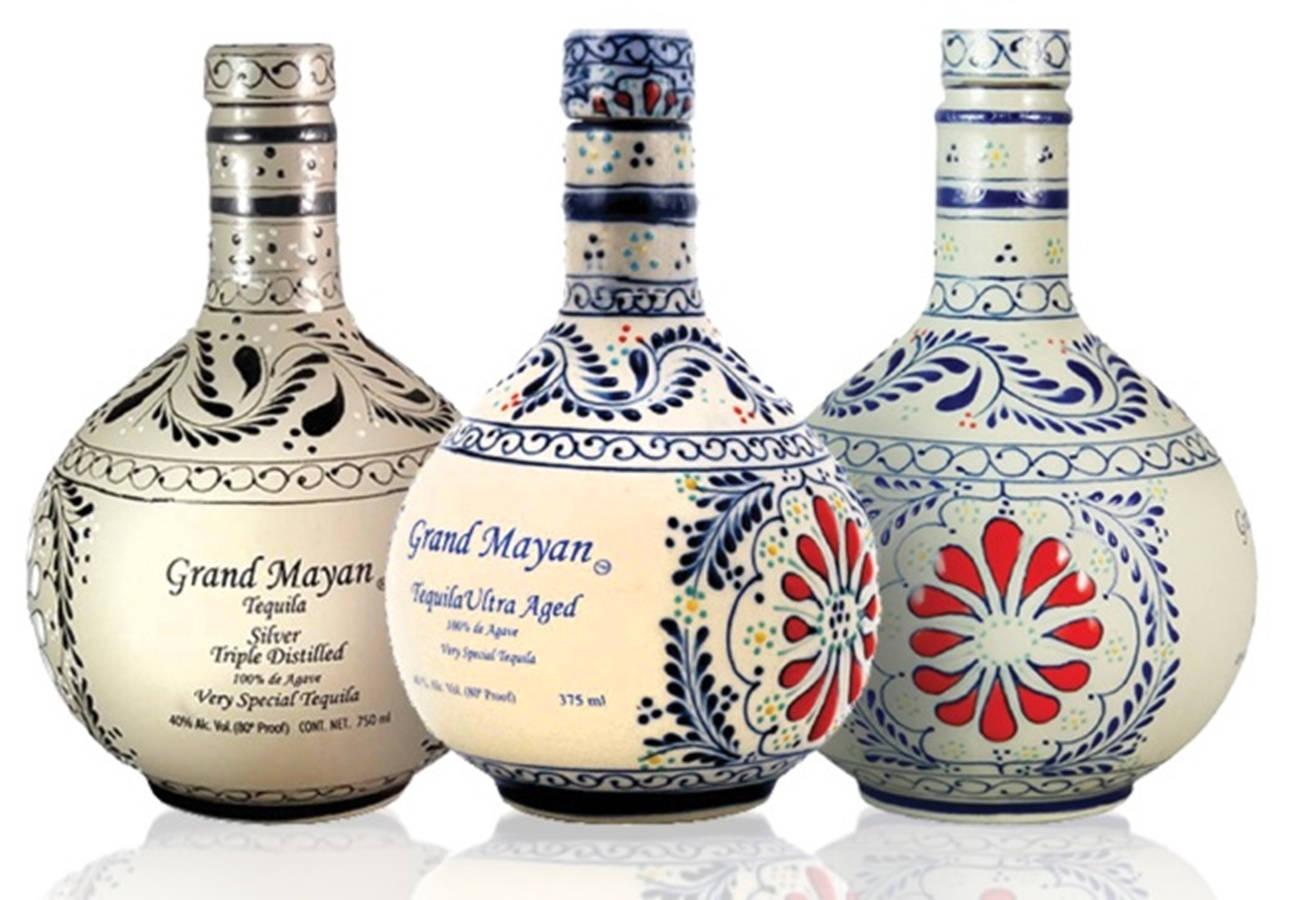 Grand Mayan Silver Tequila Bottles Photography Background