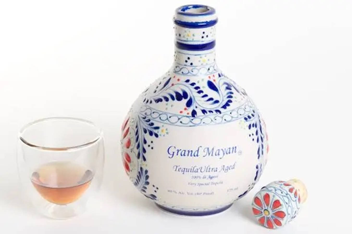 Grand Mayan Ultra Aged Tequila Pour Background