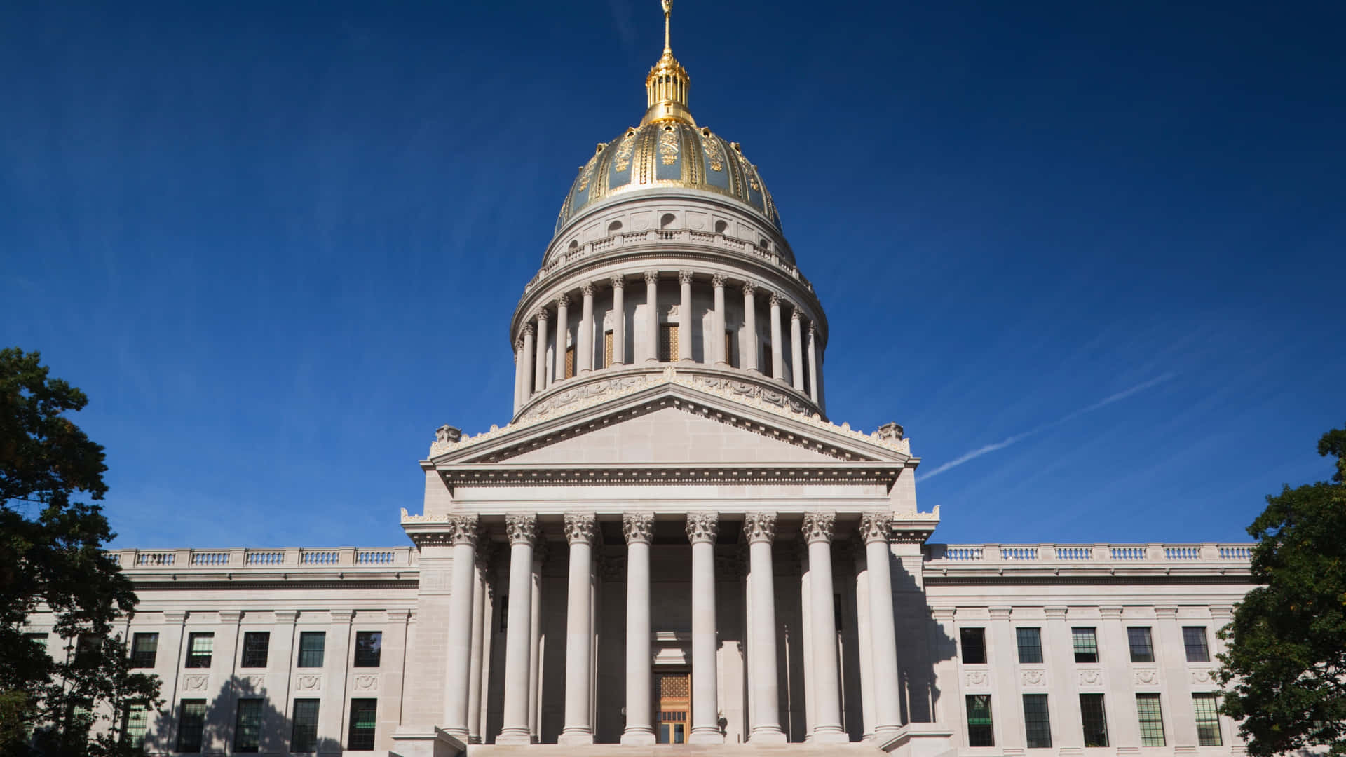 Grand Pillars Outside West Virginia's State Capitol Building Background