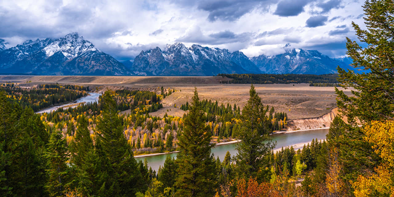 Grand Teton National Park As A Panoramic Desktop