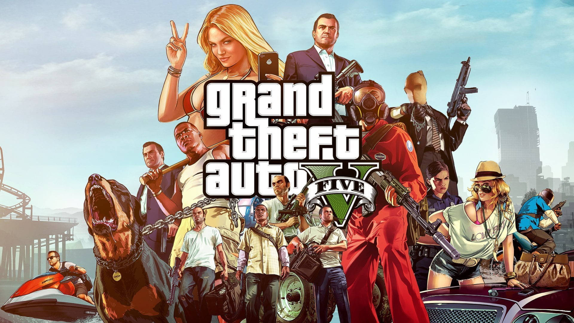 Grand Theft Auto Five All Characters Background