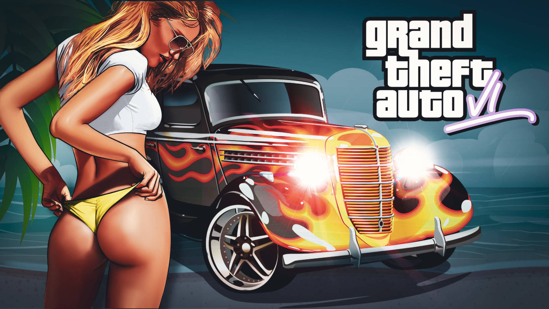 Grand Theft Auto Girl And Car Background