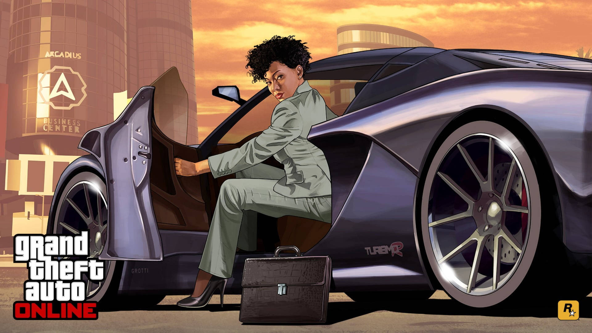 Grand Theft Auto Girl On Fancy Car Background