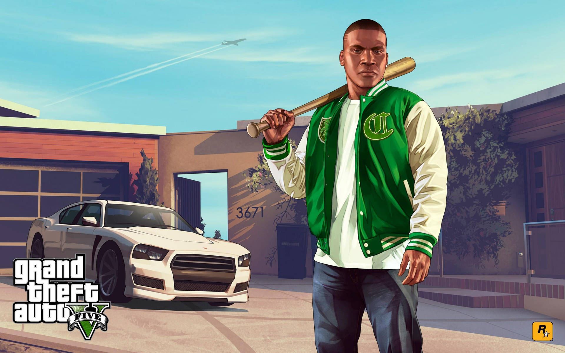 Grand Theft Auto V Franklin Holding Bat Background