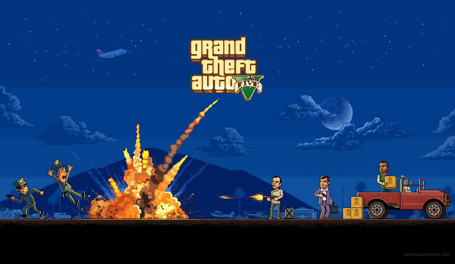 Grand Theft Auto V Pixel Art Background