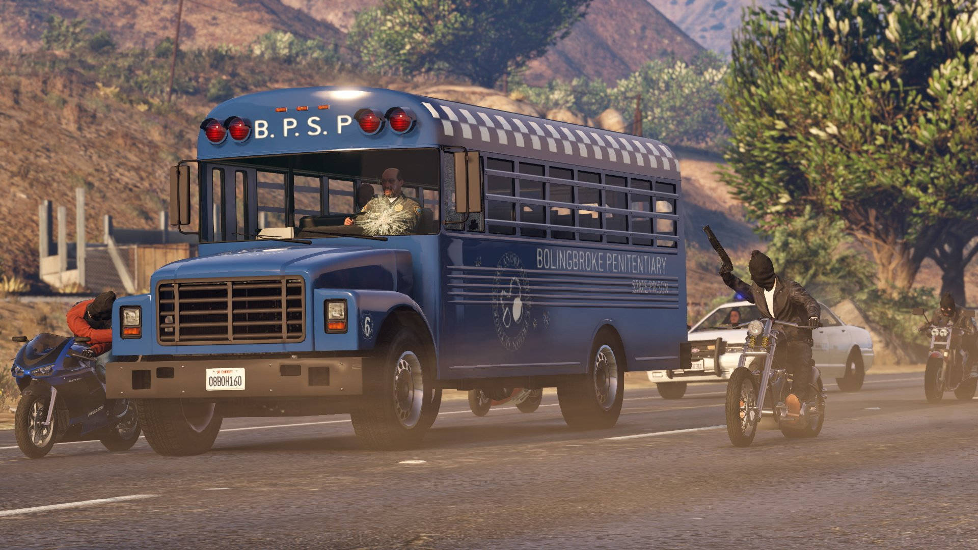 Grand Theft Auto V Prison Bus Ambush Background