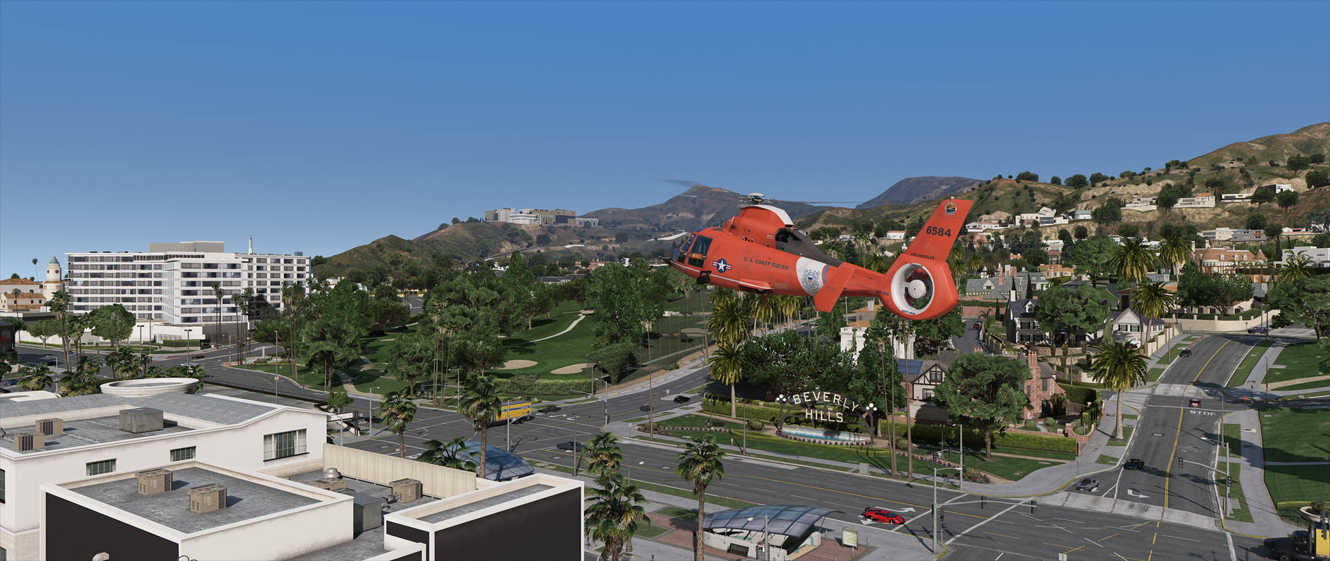 Grand Theft Auto V Red Chopper Flying