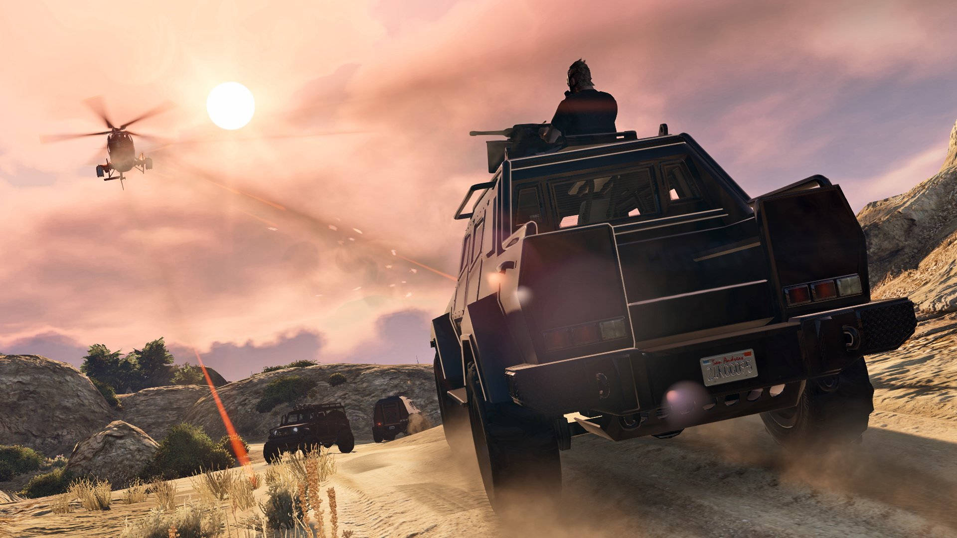 Grand Theft Auto V Suv Vs. Helicopter Background