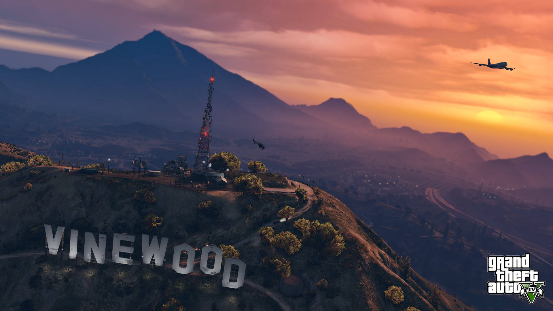 Grand Theft Auto V Vinewood Hill Background