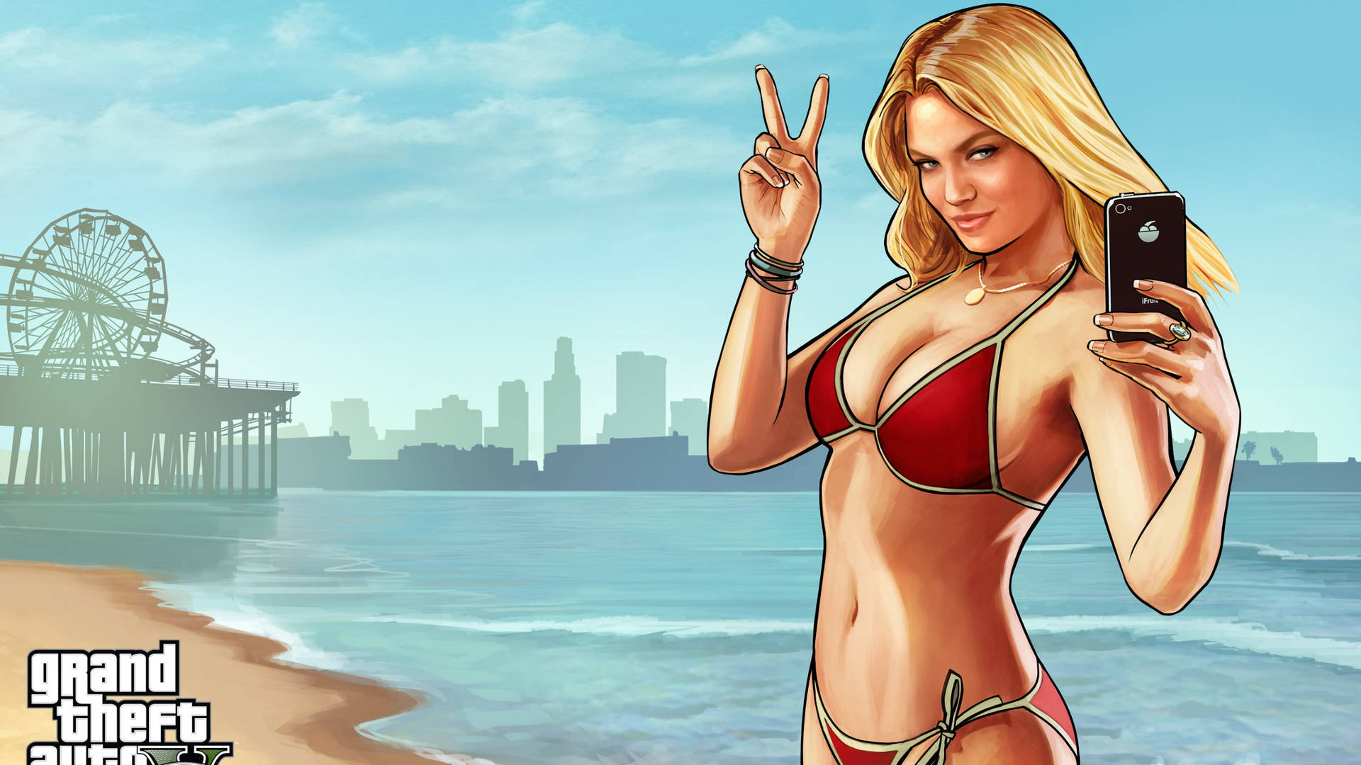 Grand Theft Auto Woman In Beach Background