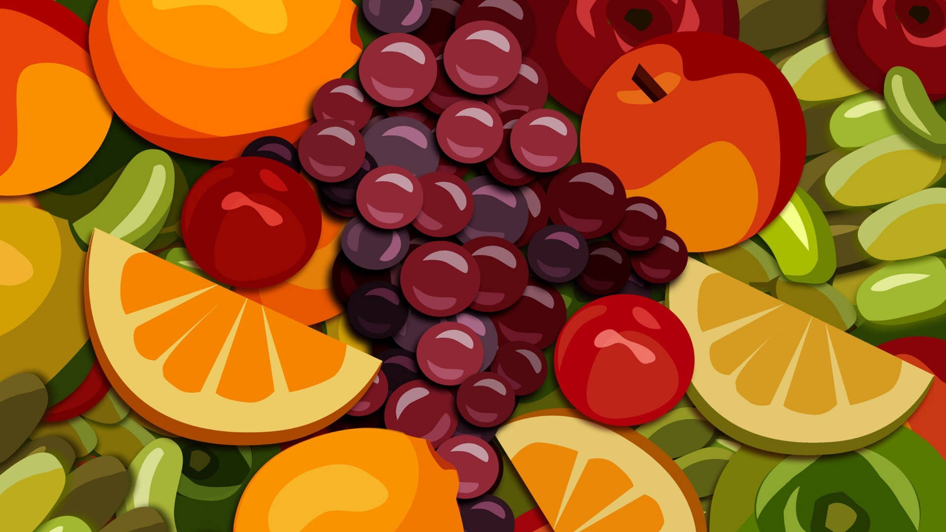 Grape With Fruits Art Background