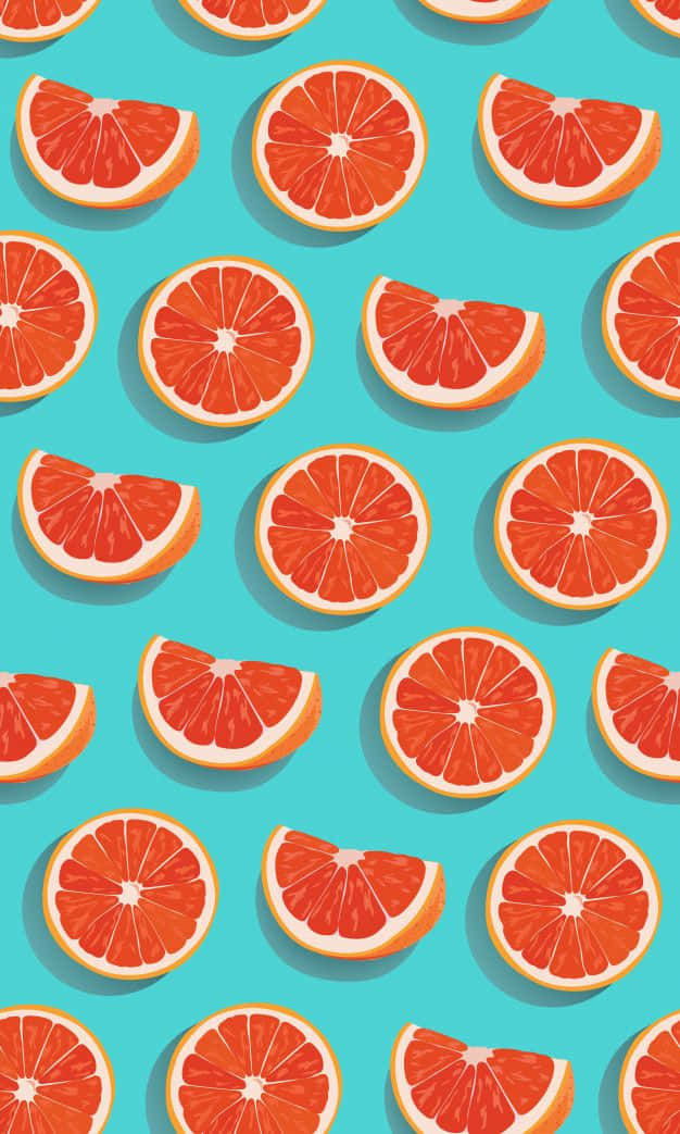 Grapefruit Patternon Teal Background Background