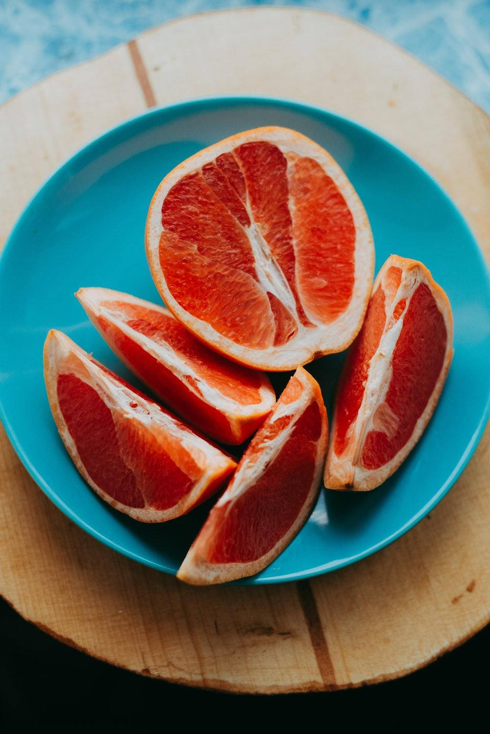 Grapefruit Slices High Angle Shot