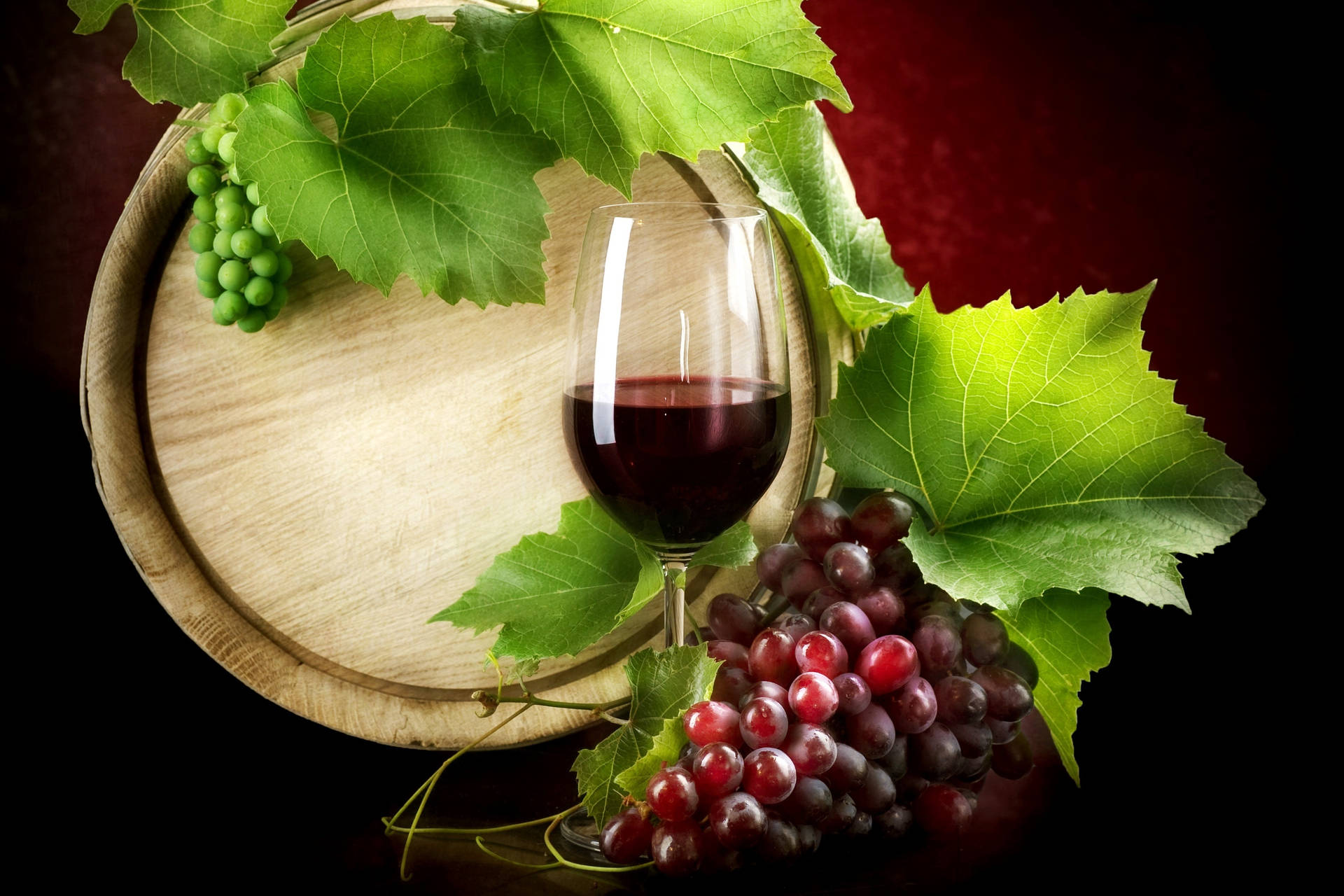 Grapes And Red Wine Background