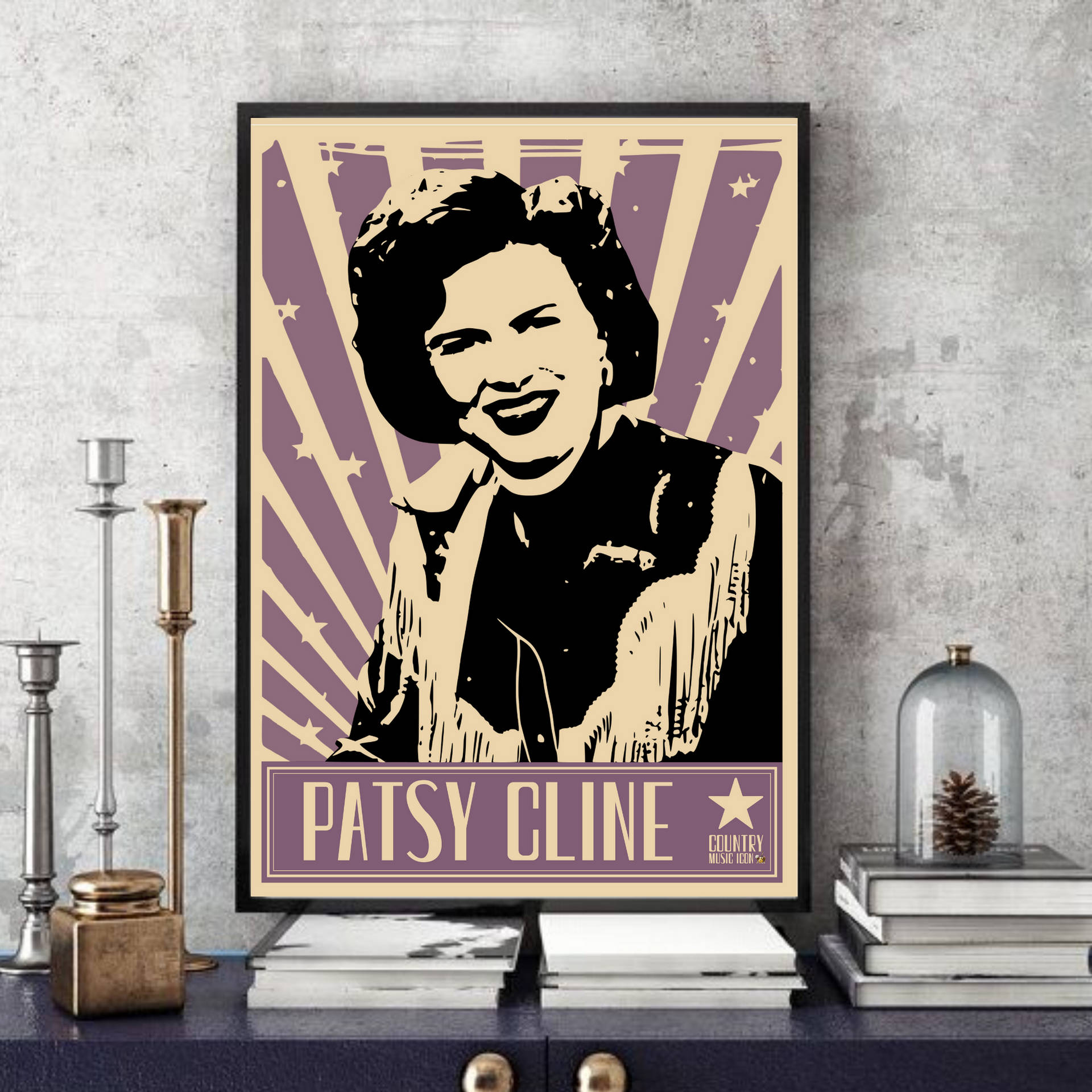 Graphic Art Frame Patsy Cline Background