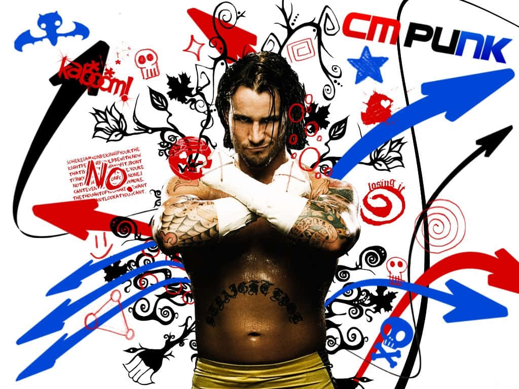 Graphic Artwork Of American Wrestler Cm Punk Background