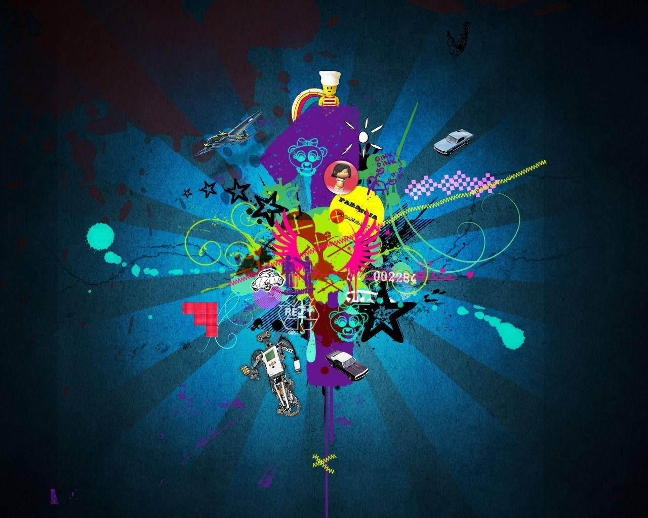 Graphic Design Colorful Grunge Collage Background