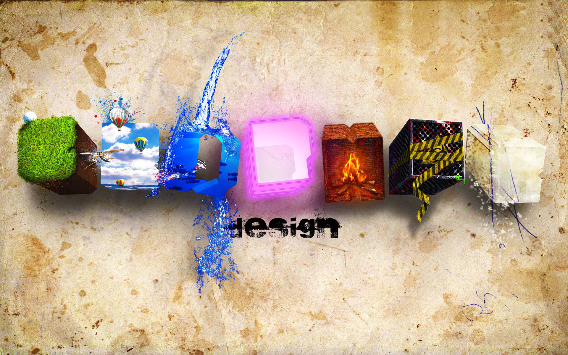 Graphic Design Cubes With Elements Background