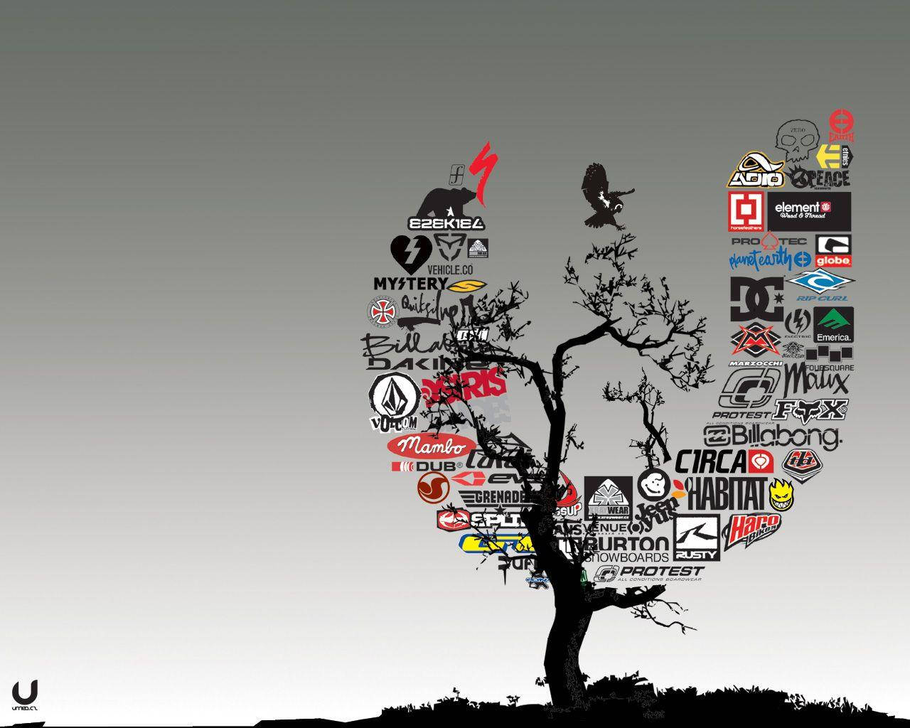 Graphic Logos On Tree Background