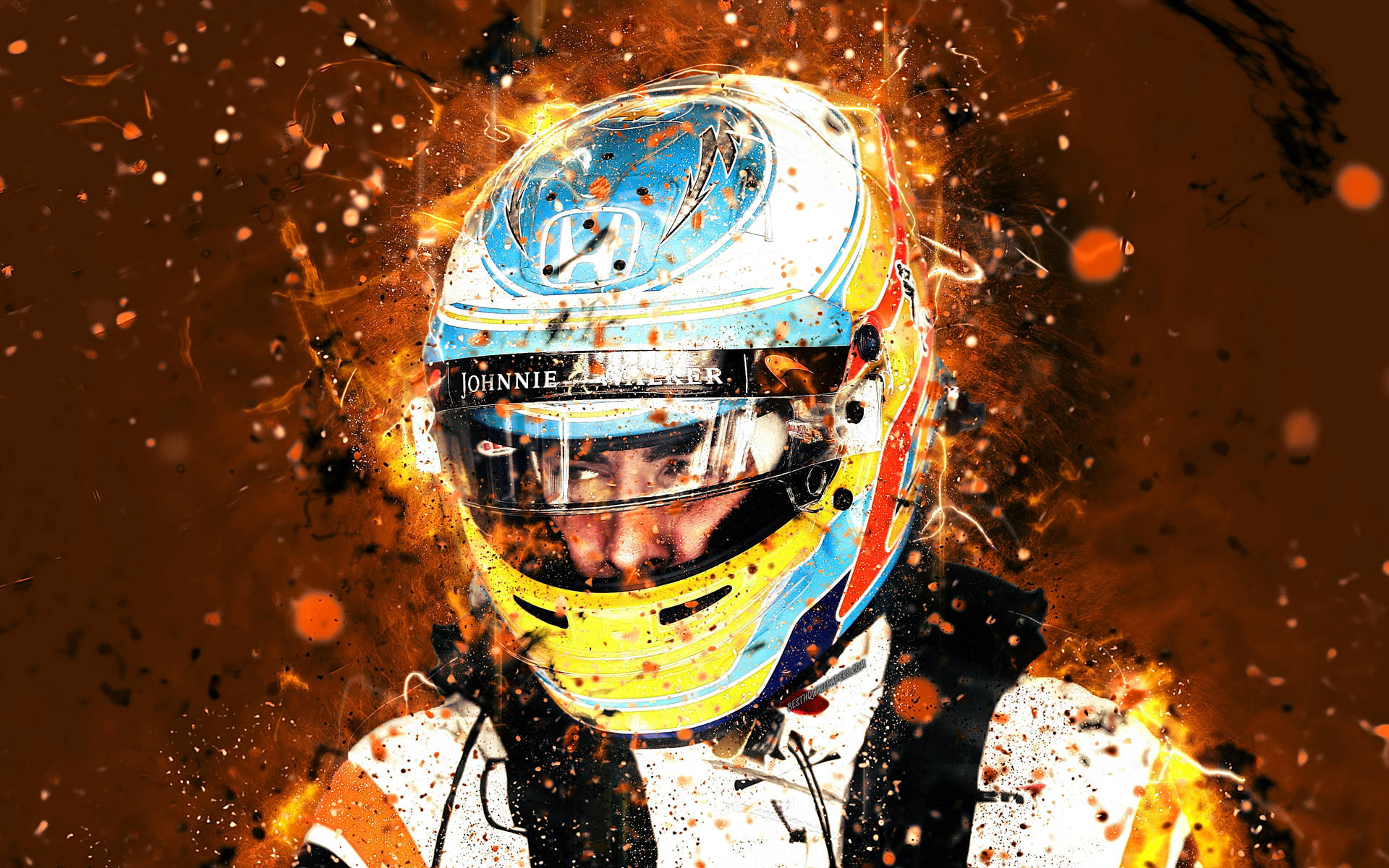 Graphic Orange Fernando Alonso Background