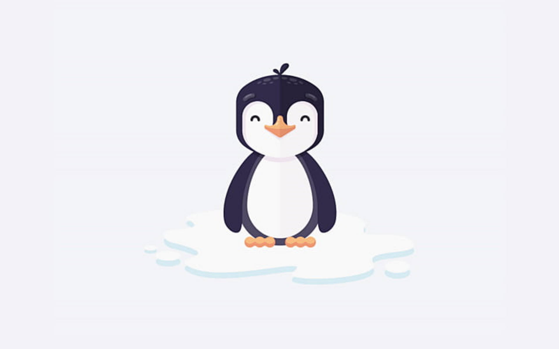 Graphic Penguin On White Screen Background