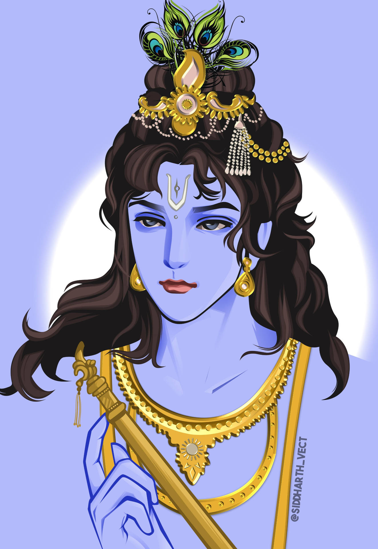 Graphic Sketch Of Lord Krishna Ji