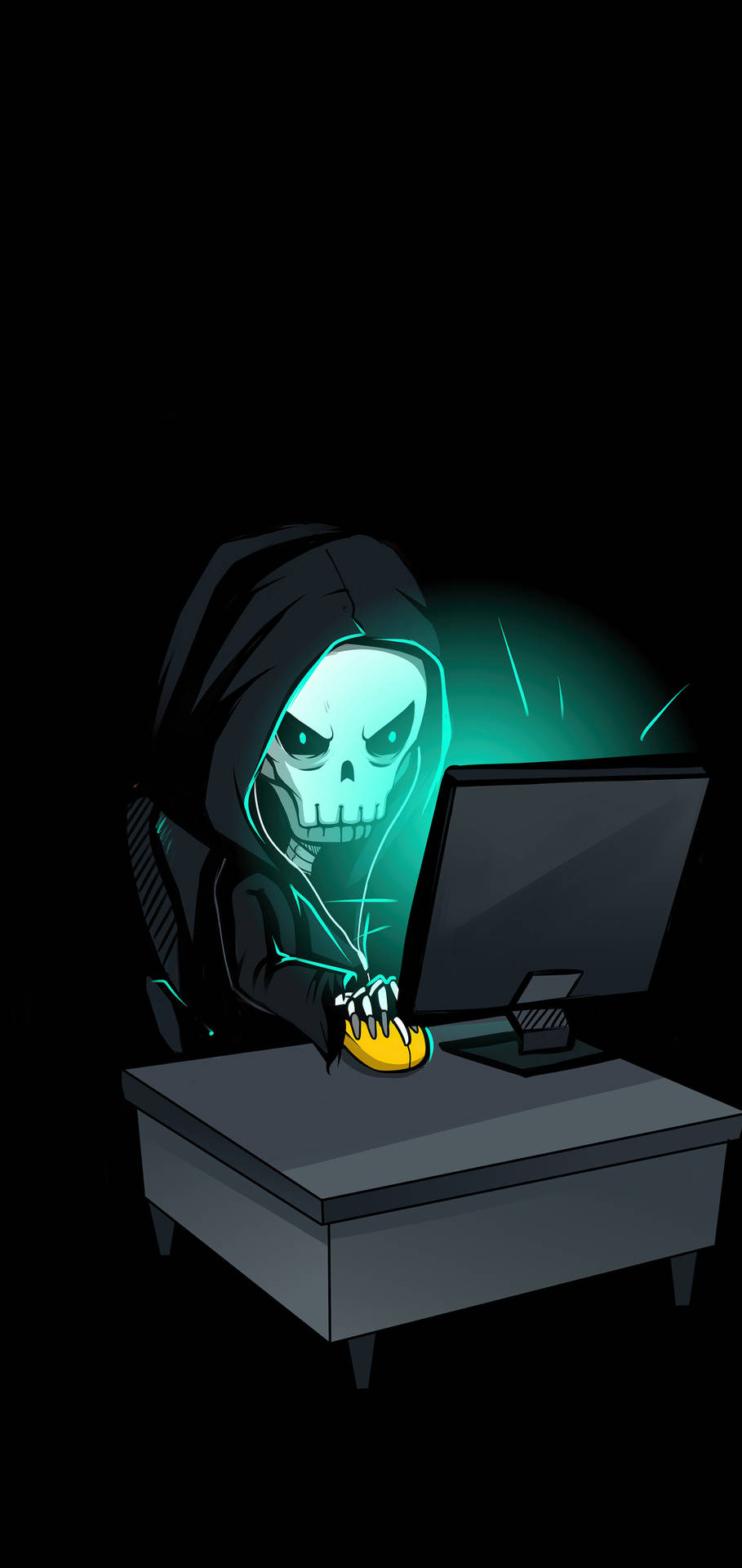 Graphic Skull With Computer Hacking Android Background