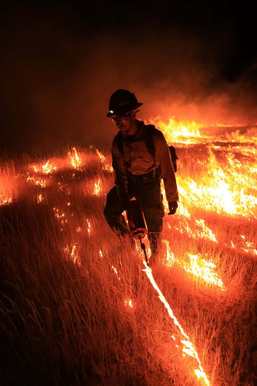 Grass Fire Firefighter Phone Wallpaper Background