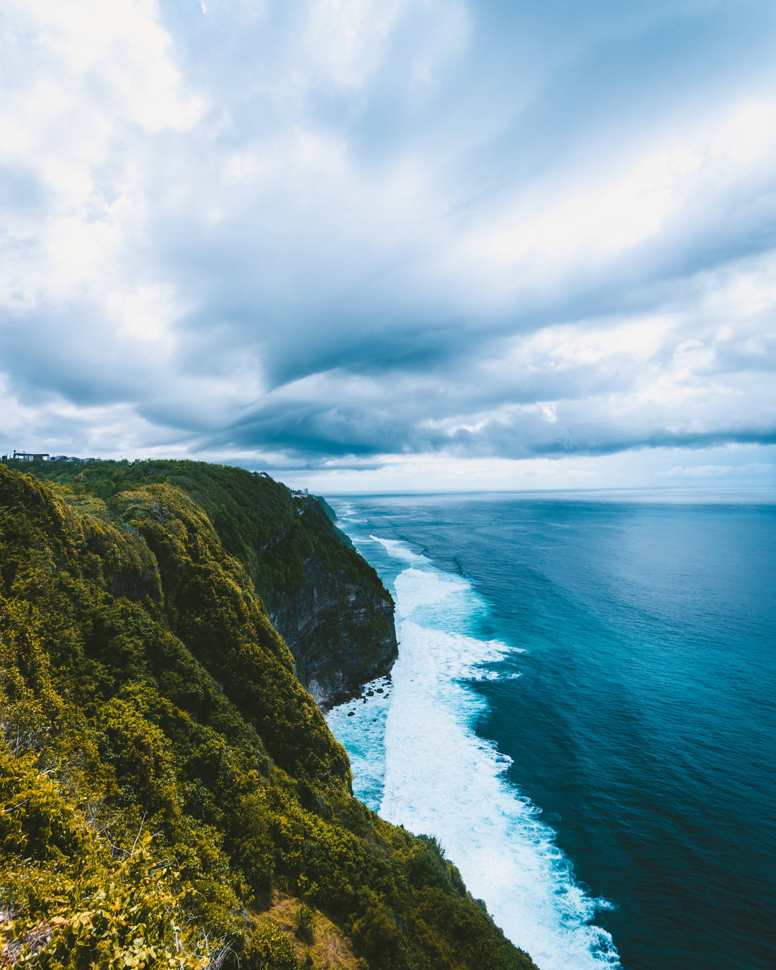 Grassy Cliff Sea Background