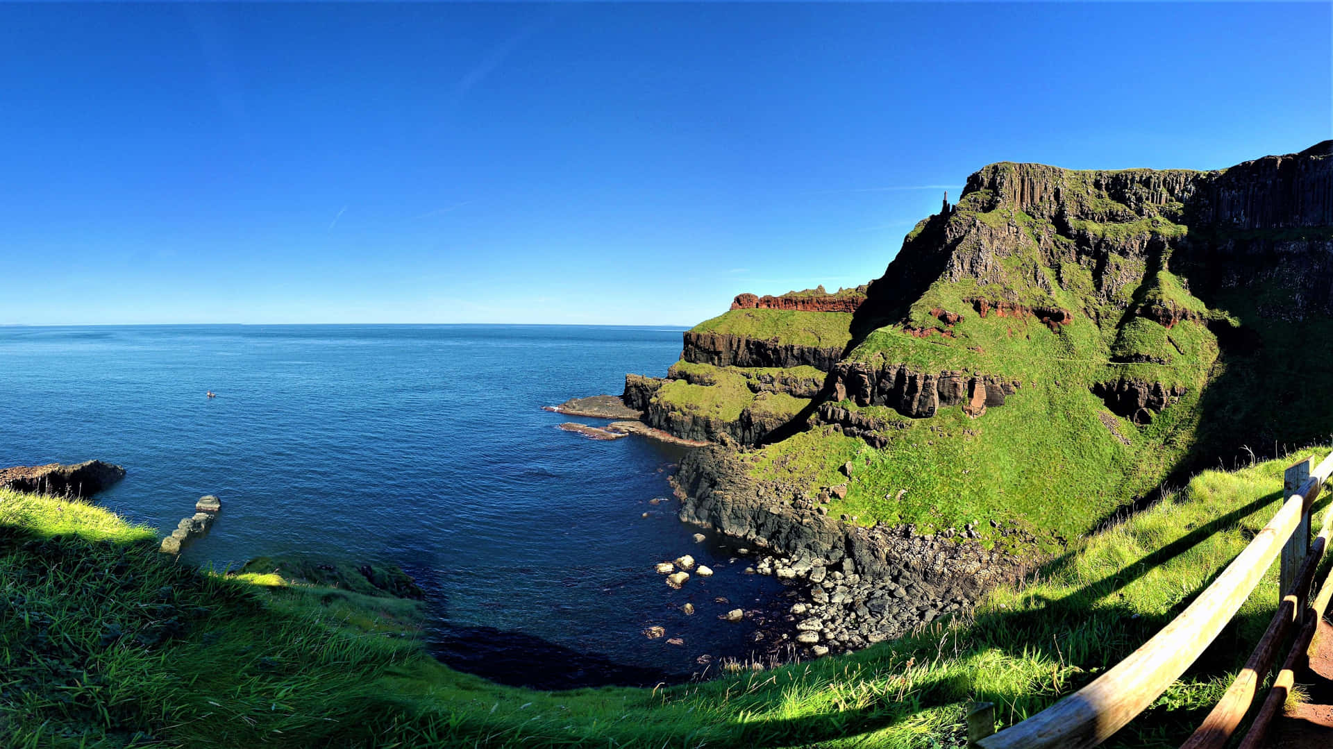 Grassy Coastline In Northern Ireland Background