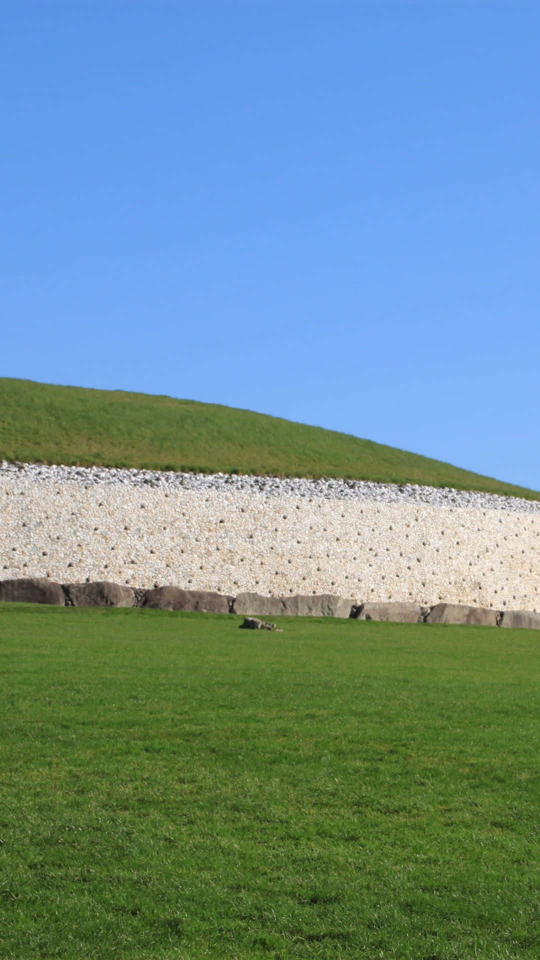 Grassy Newgrange With Blue Sky Portrait Background