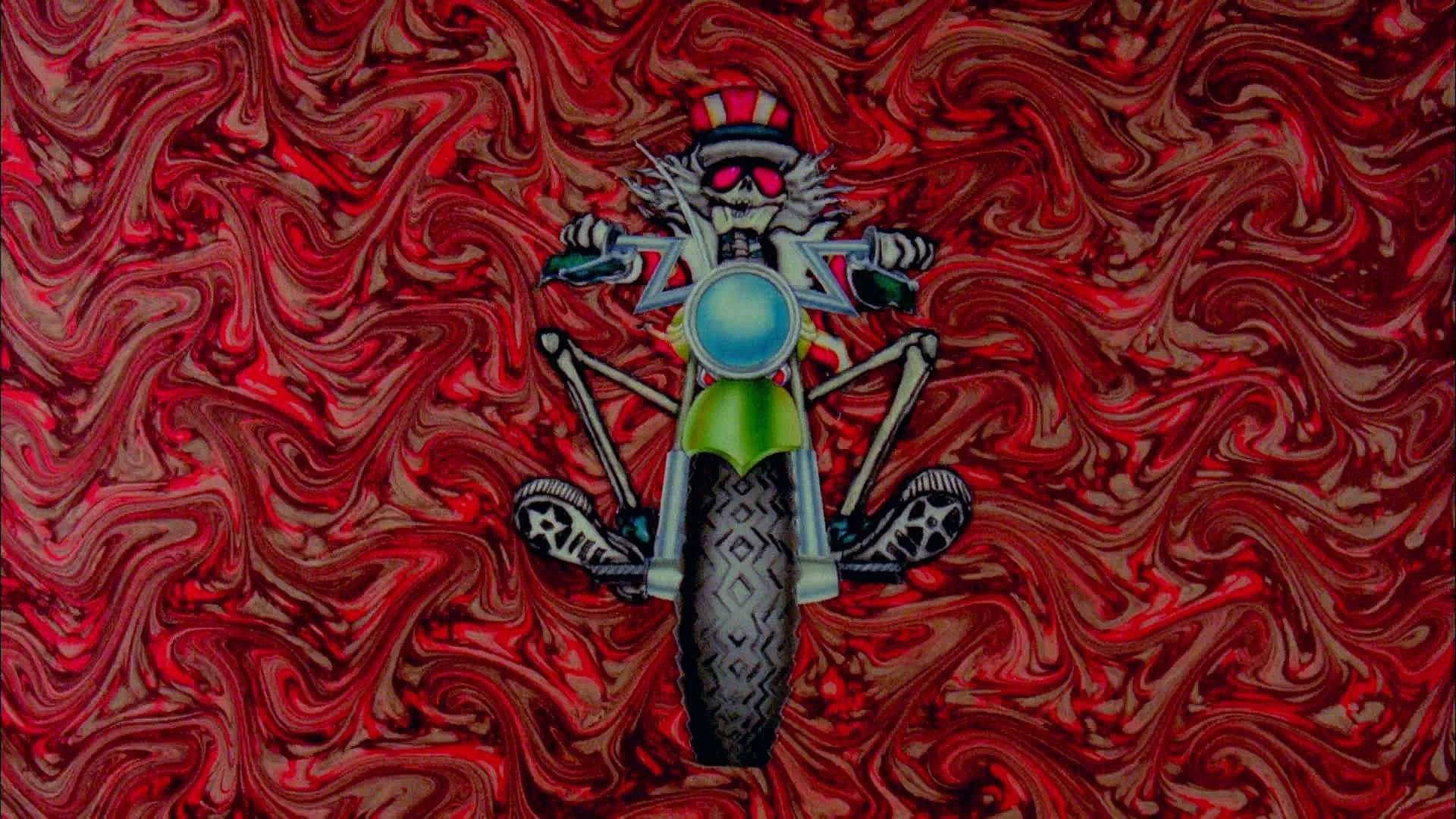 Grateful Dead Skeleton Riding Motorcycle Background