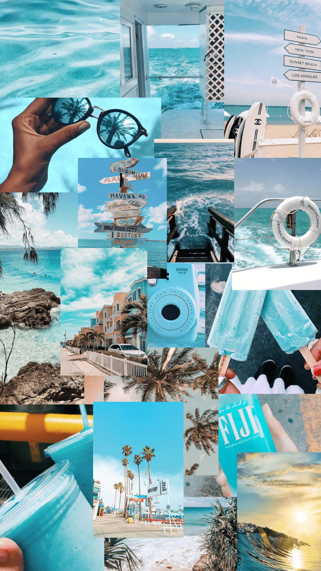 Gratifyingly Blue Summer Collage Background