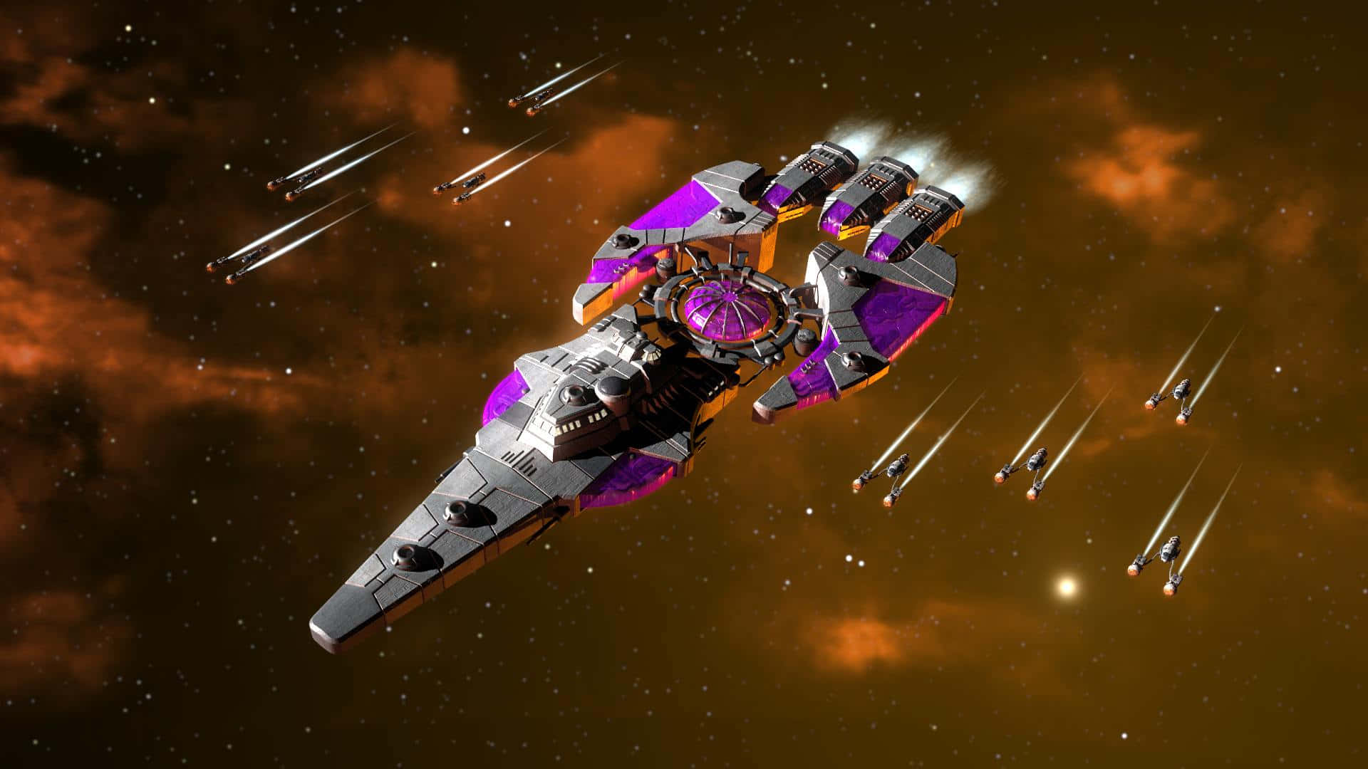 Gratuitous Purple Spaceship Background