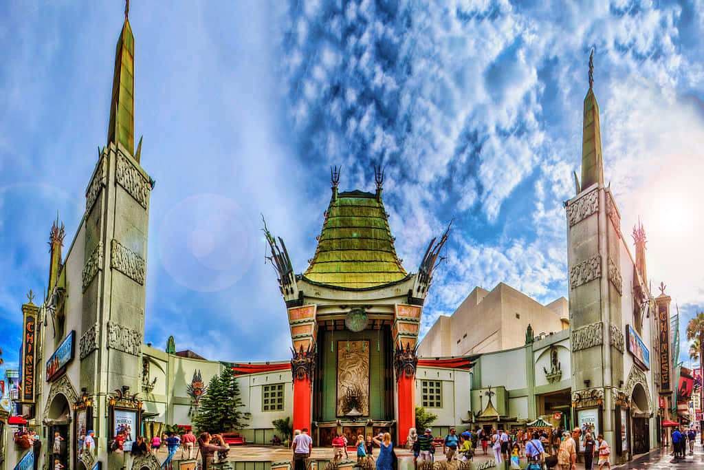 Graumans Chinese Theatre With Cloudy Sky Background