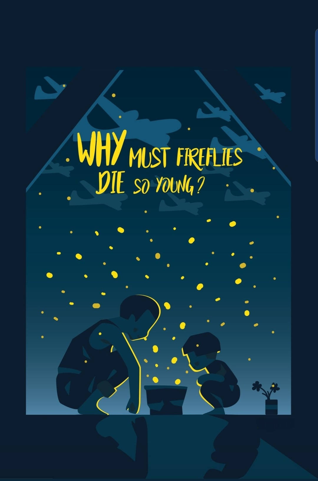 Grave Of The Fireflies Blue Art Background