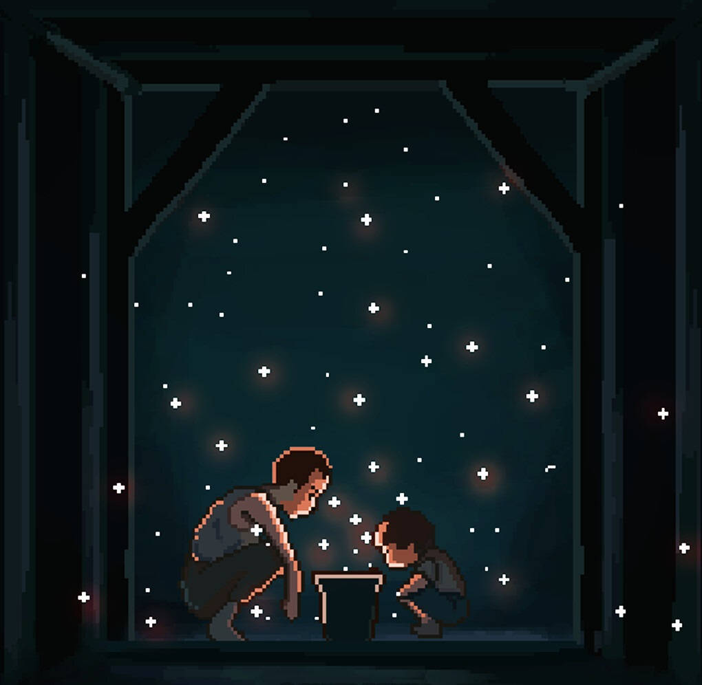 Grave Of The Fireflies Pixelated Artwork Background