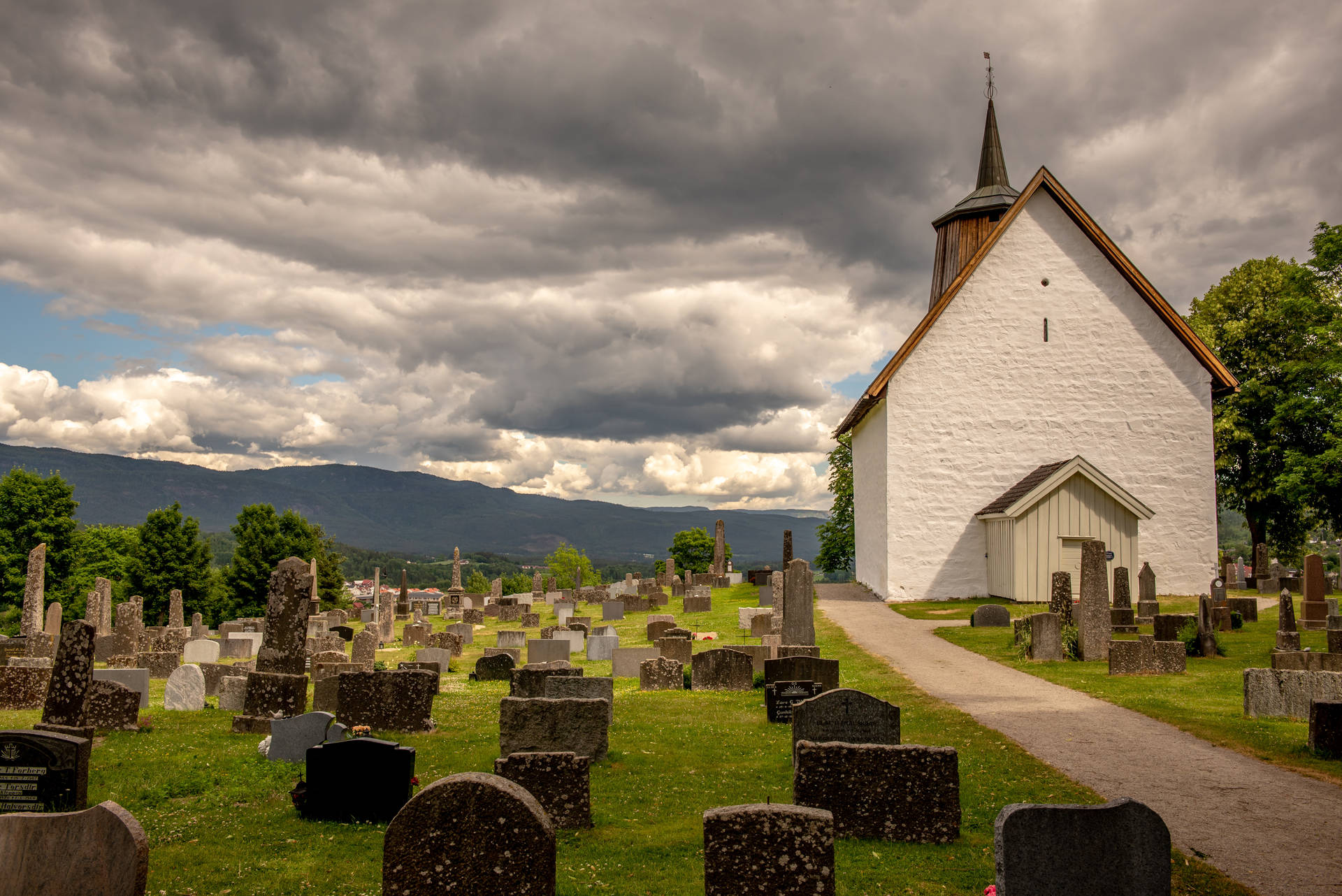 Graveyard And Church Background