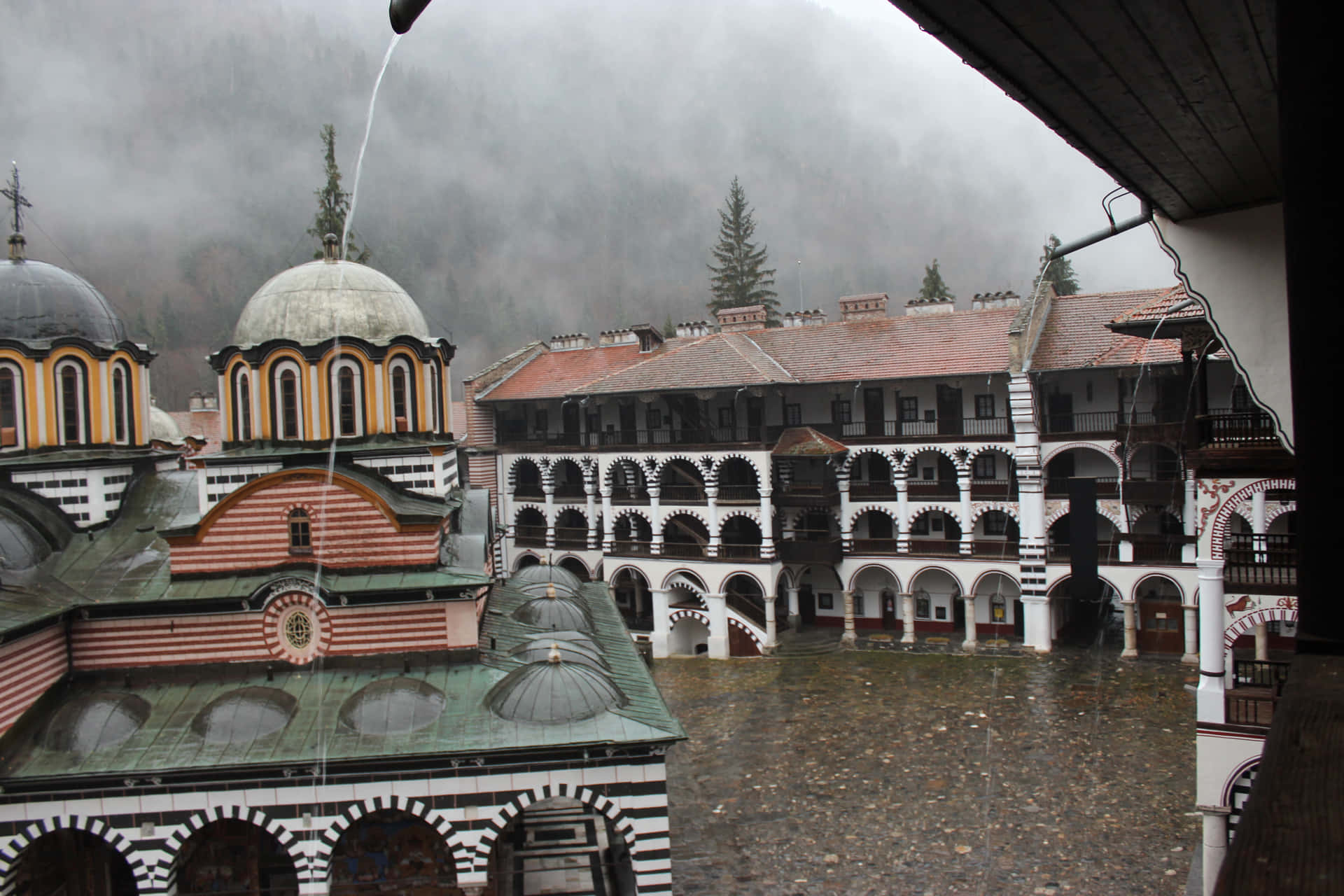 Gray Aesthetic Rila Monastery Desktop