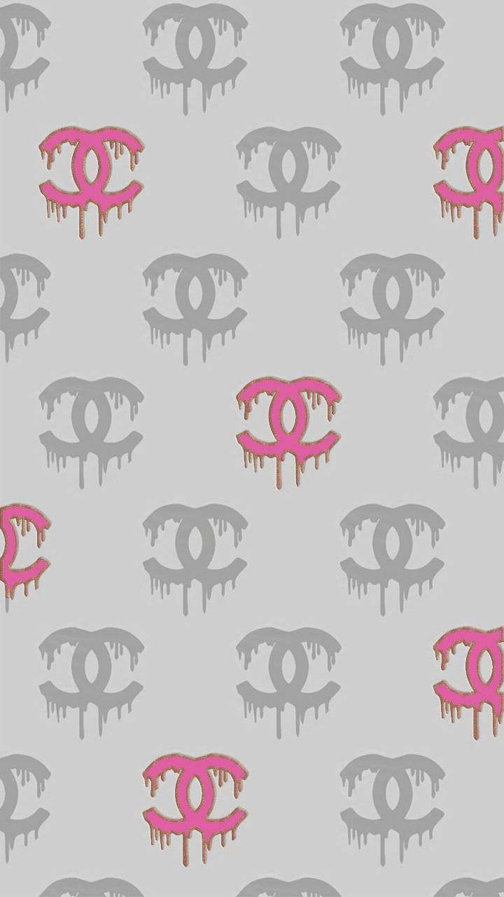 Gray And Pink Chanel Logo Background