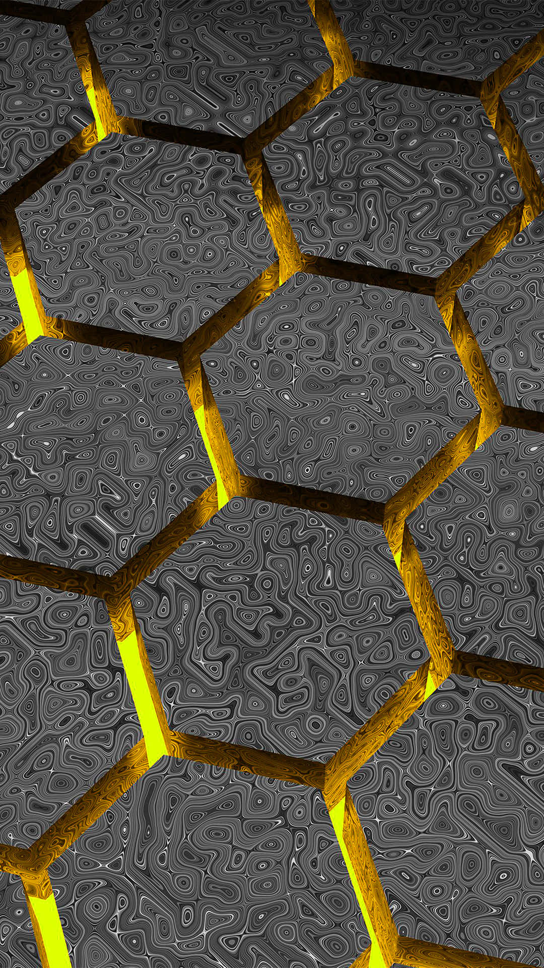 Gray And Yellow 3d Hexagon Background