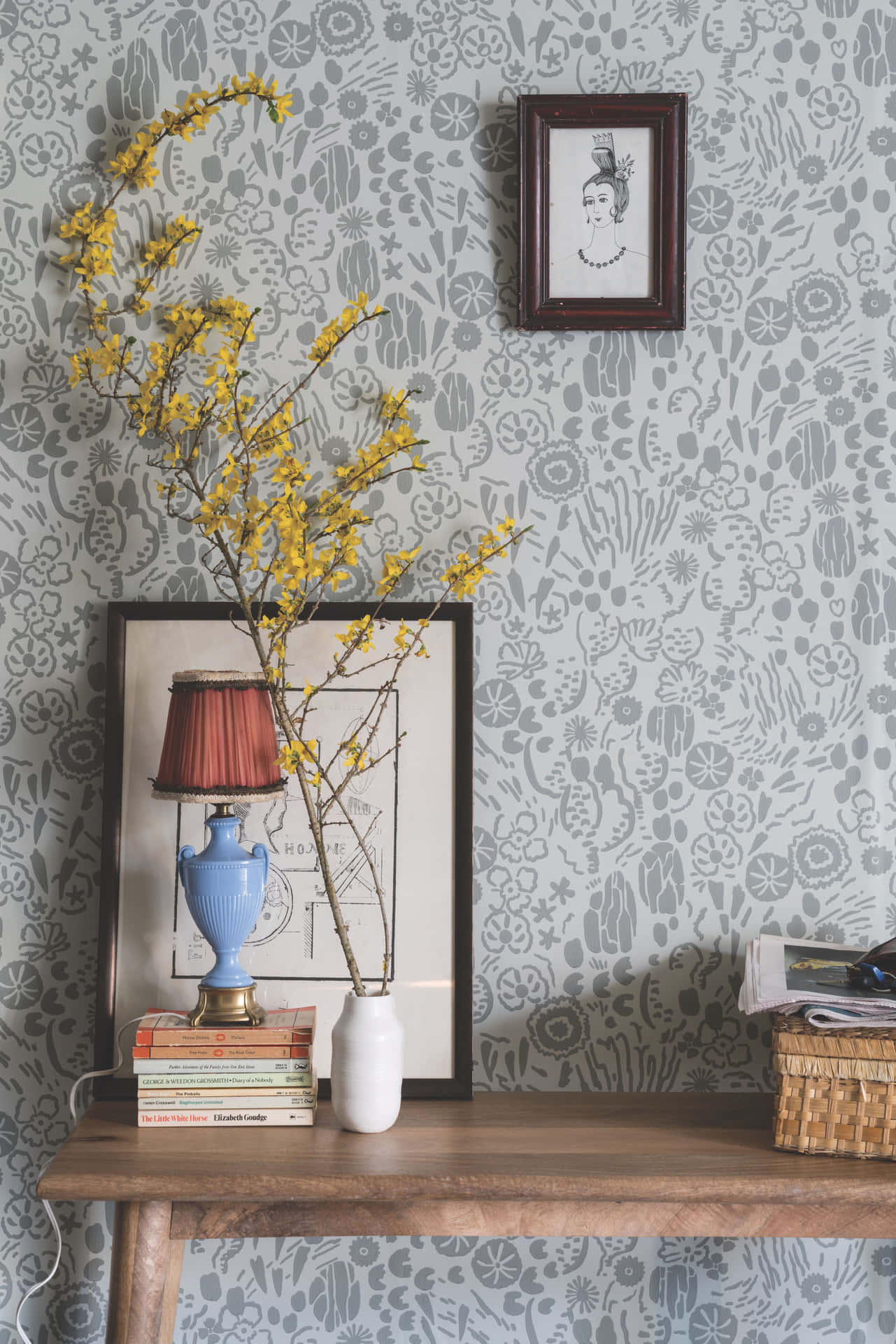 Gray And Yellow Floral Pattern Background