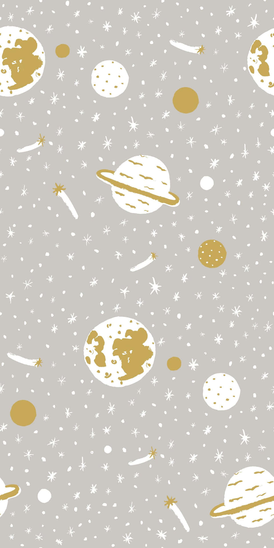 Gray And Yellow Planets Phone Background